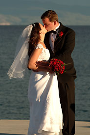 Wedding Couple Kissing Lake Tahoe