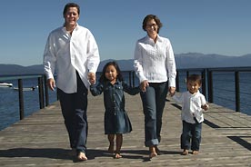 Family Walking Lake Tahoe Pier