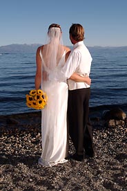 Lake Tahoe Couple Standing Beach