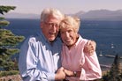 Man Women Hugging by Lake Tahoe